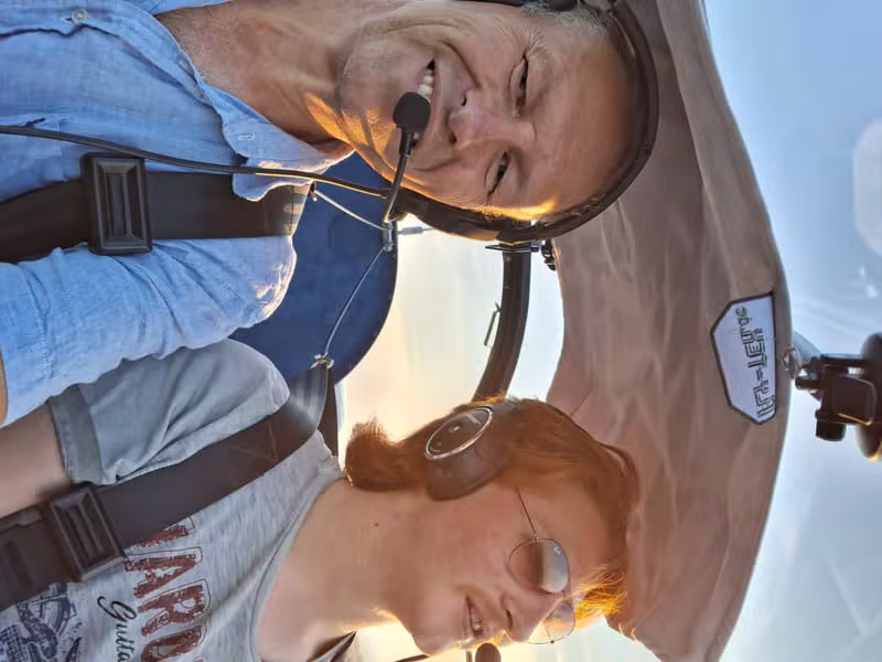 Flight instructor and student pilot in cockpit