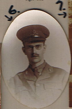 PAIN, Kenneth Wellesley. Private. 225 then 1587. KEH. In the uniform of the Royal Field Artillery (Courtesy of Martyn Hood, grandson).