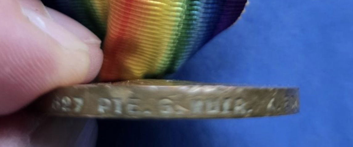 MUIR, George John. Private 827. 2KEH. Victory Medal naming.