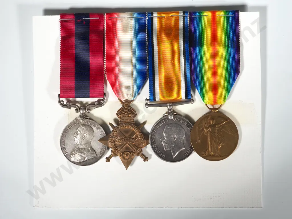 REID, Hugh Douglas. 220. Acting Regimental Serjeant Major. Distinguished Conduct Medal and 1914/15 Star trio (courtesy of a private collector).
