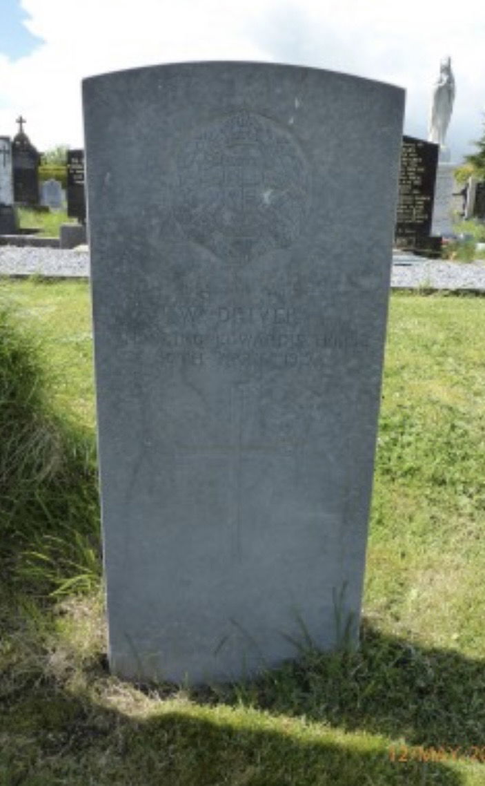 DRIVER, William. Private 2KEH. 1599. Weathered headstone in Cork, Ireland.