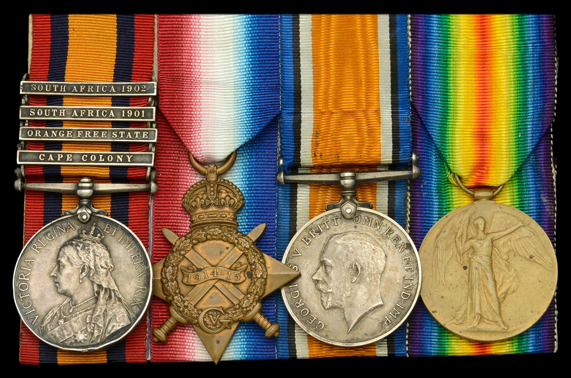 TREADWELL, Alfred (Arthur). 864. Serjeant, 2nd Troop, 'A' Squadron KEH at the defence of Vielle Chappelle. He was KIA on 9/04/18. Born in 1882 the son of Joseph Edward and Eliza E. Treadwell; husband of Mary Treadwell, of Failsworth, Manchester. His sacrifice is commemorated on the LOOS MEMORIAL, FRANCE. Awarded 1914/15 Star trio and Queen's South Africa Medal with four clasps: Cape Colony, Orange Free State, South Africa 1901 and South Africa 1902 clasps. Photograph courtesy of Noonans auctions, UK.