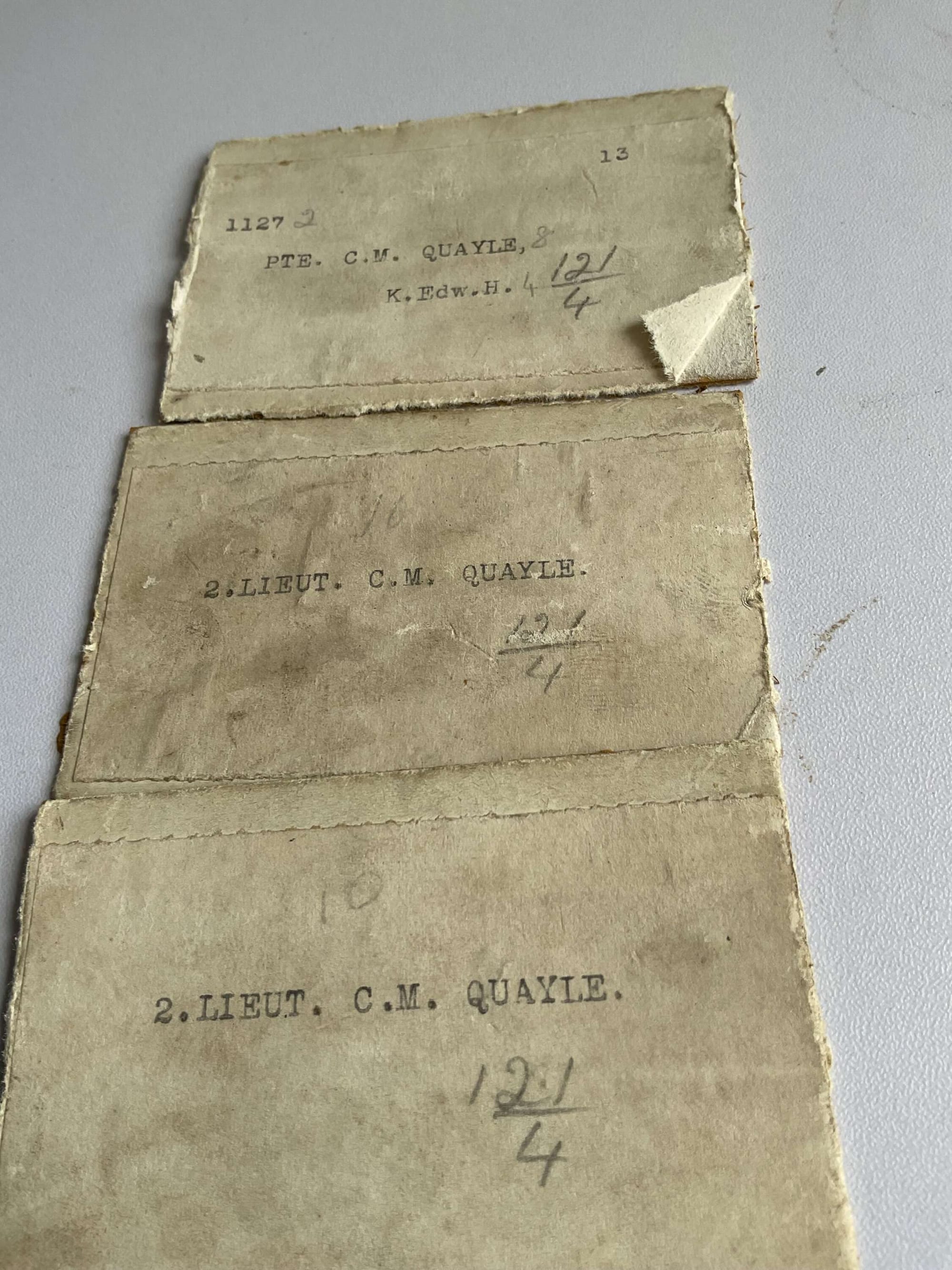 QUAYLE, Charles Malcolm. 1127. Lieutenant. 2KEH, 1914/15 Star trio offered for sale by Chester Medals in Mar 2026. Naming shown on the lids of the original boxes of issue.