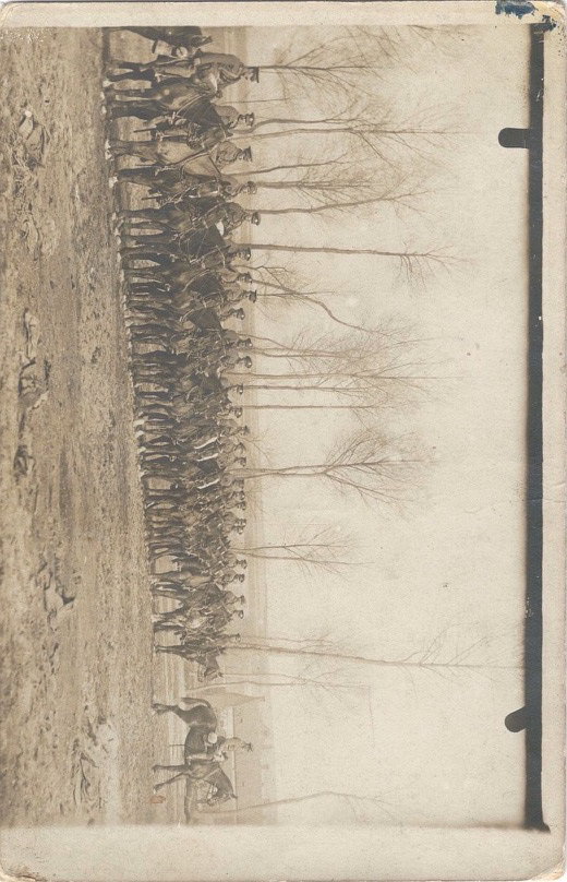 BECKWITH, Harry. Farrier, Army Service Corps attached to KEH. Second Troop, 'B' Squadron in France in 1916, Harry is eight from the right. Photograph courtesy of his grandson Chris Beckwith.