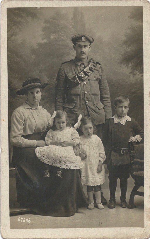 BECKWITH, Harry. Farrier, Army Service Corps attached to KEH. With his wife Louisa and their three eldest children. Photograph courtesy of his grandson Chris Beckwith.