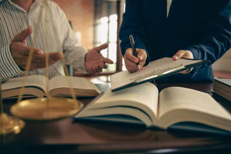 Premium legal books in a professional office
