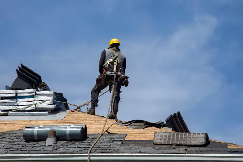 Roofing installation on a residential home