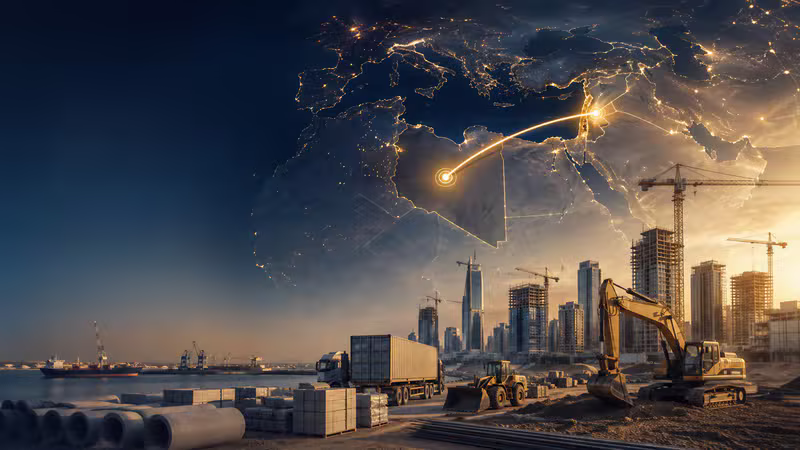 خريطة إقليمية وموقع إنشائي يعبران عن توسع مجموعة أرابيسك من المحلية إلى الإقليمية
