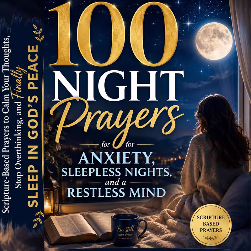 Cover for 100 Night Prayers for Anxiety, Sleepless Nights, and a Restless Mind
