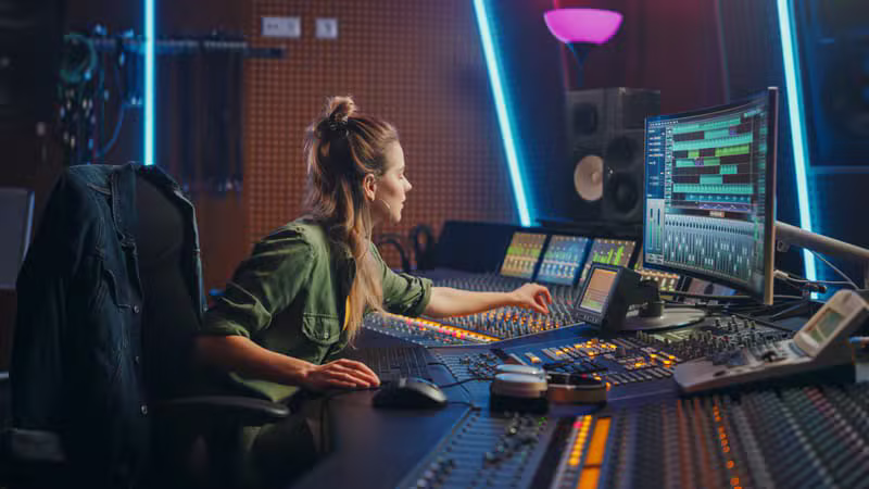 Audio engineer mixing