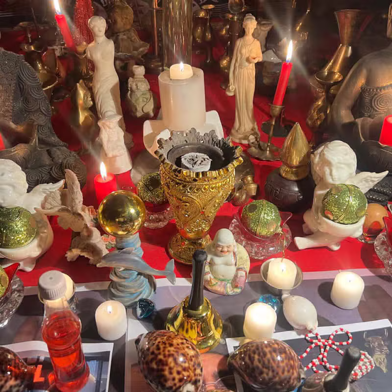Hands holding spiritual elements for consultation
