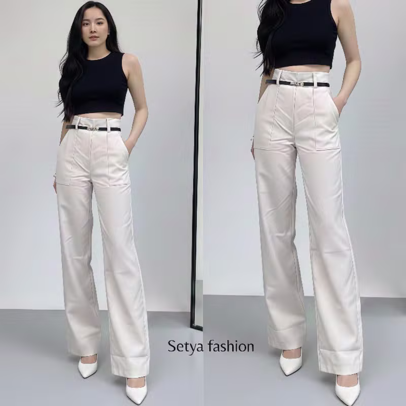 SETYA - Dieora Pants - Celana Kulot Wanita Highwaist Loose Pants Straight Cut Wanita Panjang Premium