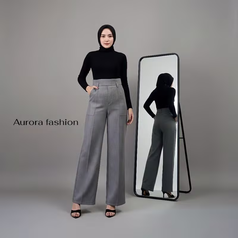 SETYA - Dieora Pants - Celana Kulot Wanita Highwaist Loose Pants Straight Cut Wanita Panjang Premium detail 2