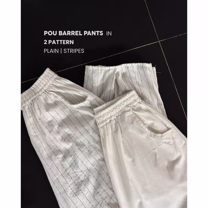 BYACLOTH Pou Barrel Pants - Celana Panjang Wanita Barrel Fit Dengan Silhouette Balloon - Adjustable Waist - Wide Leg Pants Nyaman detail 3
