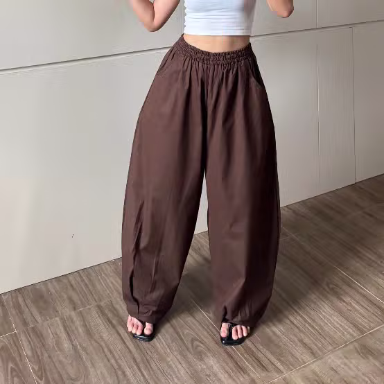 BYACLOTH Pou Barrel Pants - Celana Panjang Wanita Barrel Fit Dengan Silhouette Balloon - Adjustable Waist - Wide Leg Pants Nyaman detail 5