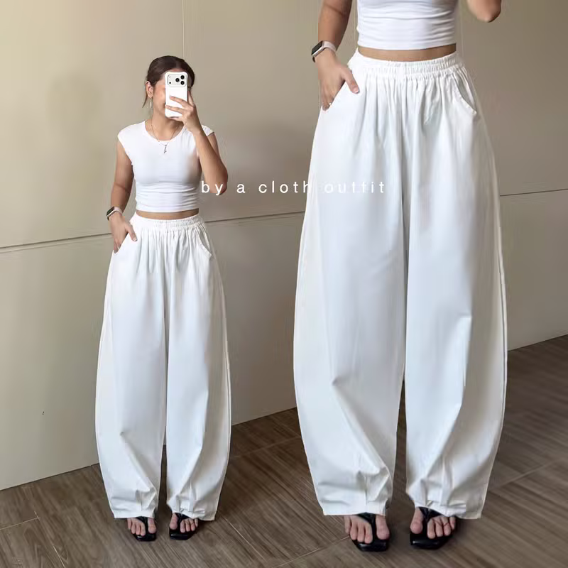BYACLOTH Pou Barrel Pants - Celana Panjang Wanita Barrel Fit Dengan Silhouette Balloon - Adjustable Waist - Wide Leg Pants Nyaman detail 7