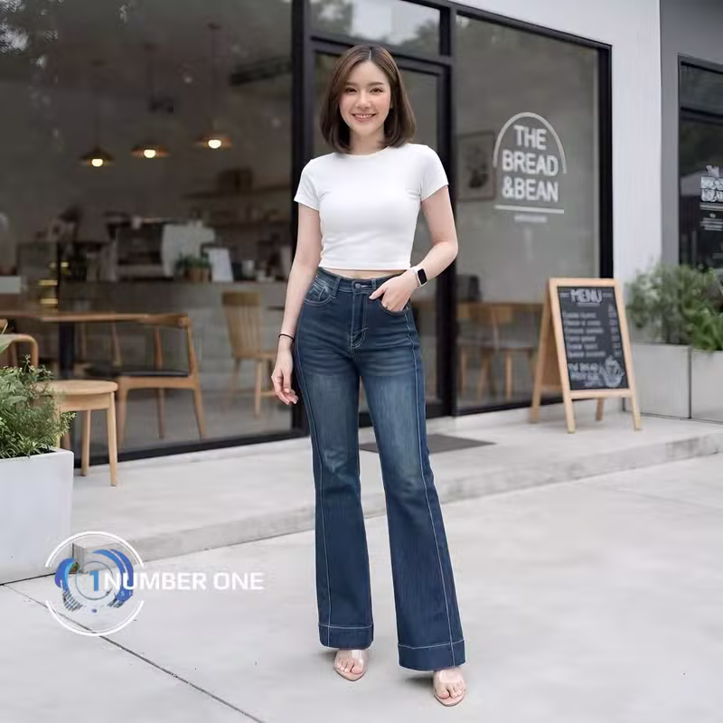 New Flare Cutbry Tulang Highwaist Retro Vintage Melar Premium Korean Style Celana Panjang Jeans Jumbo