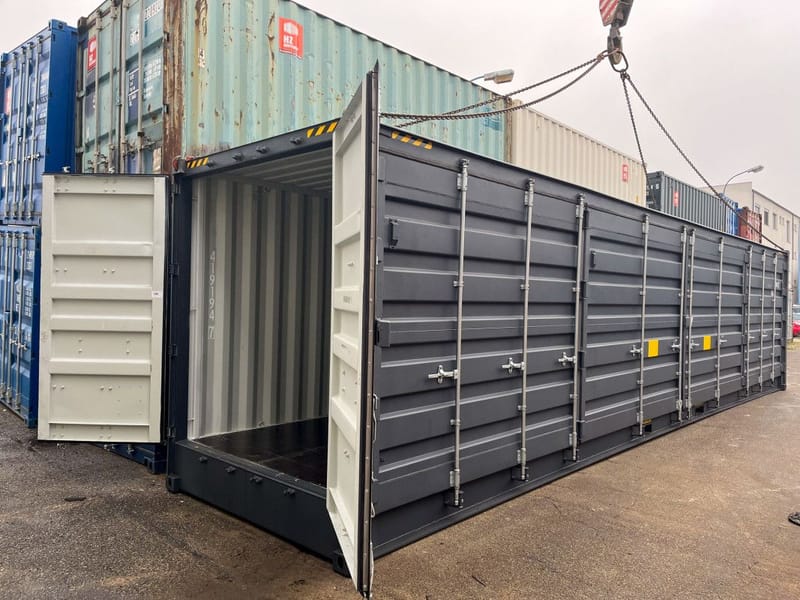 CONTENEDOR MARÍTIMO 40’ HIGH CUBE SIDE DOOR – RAL 7024