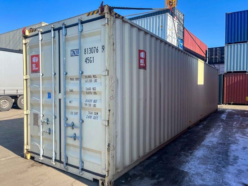 Contenedor marítimo 40' High Cube One Trip – RAL 1014 detalle 1