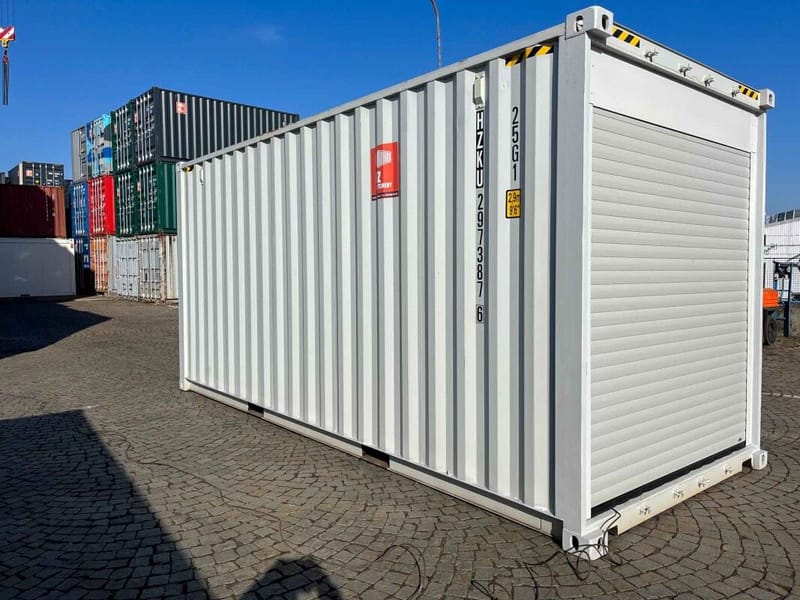 Contenedor 20' High Cube con puerta enrollable – RAL 7035 detalle 1