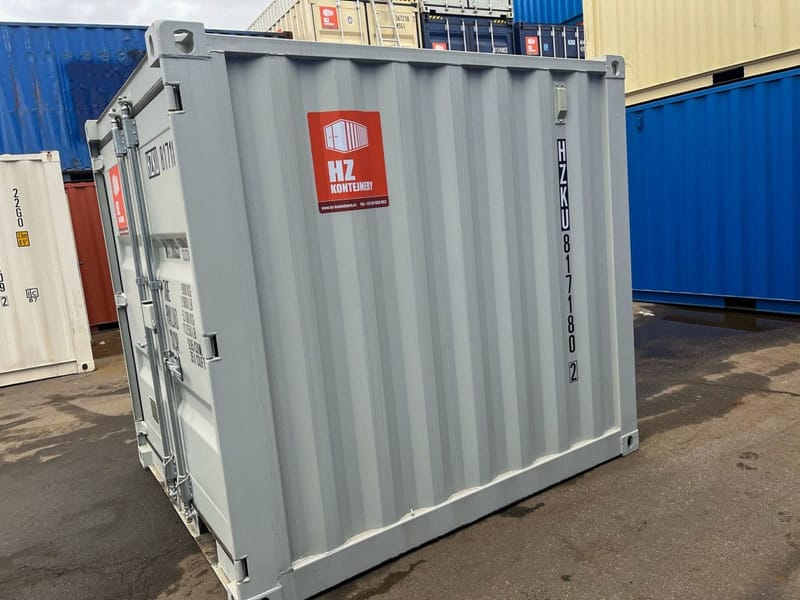 Contenedor marítimo de 8 pies IICL 6 – RAL 7035 detalle 1