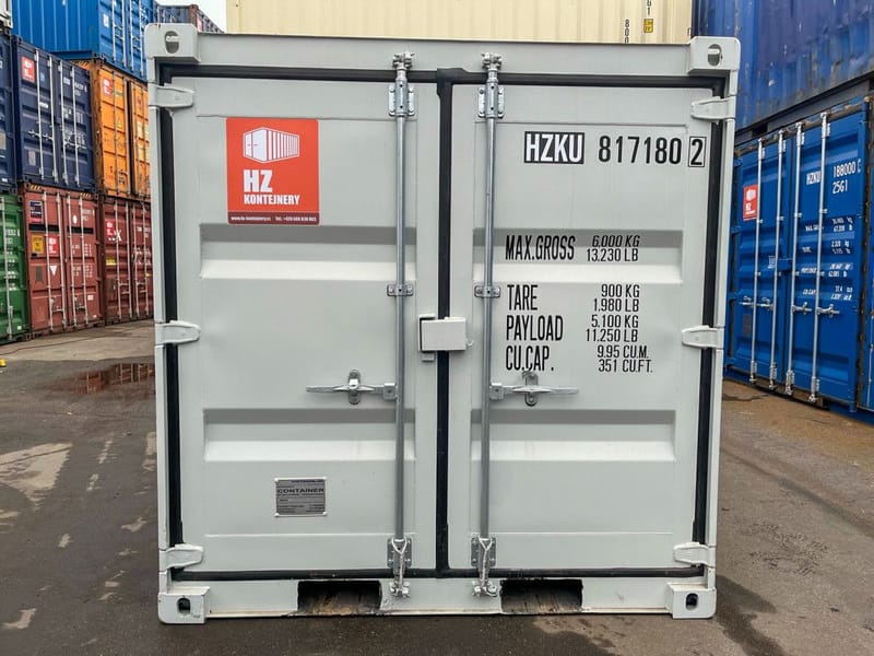 Contenedor marítimo de 8 pies IICL 6 – RAL 7035 detalle 4