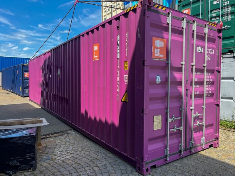 Contenedor marítimo 40' High Cube IICL 5 – Violeta detalle 1