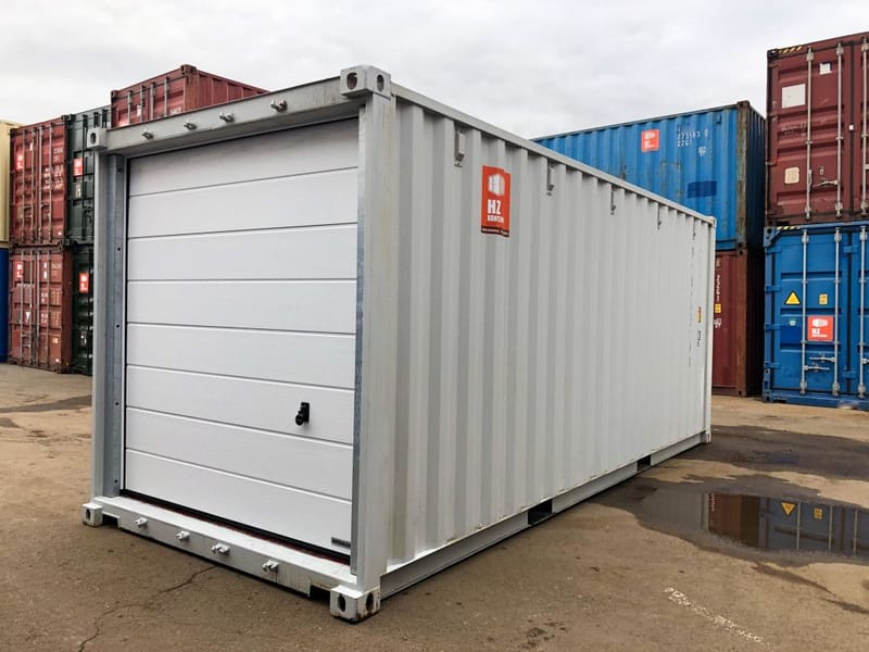 Contenedor marítimo 20' con puerta Hörmann y apertura lateral detalle 2