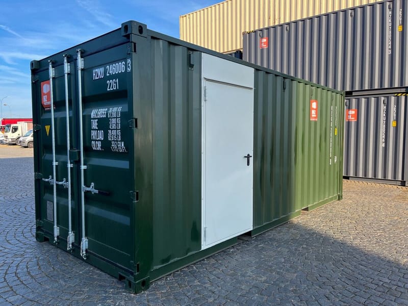 Contenedor de almacenamiento 20' IICL 6 con puerta de entrada – RAL 6007