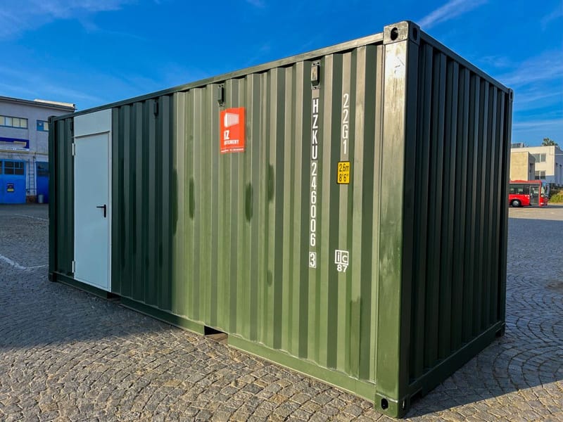Contenedor de almacenamiento 20' IICL 6 con puerta de entrada – RAL 6007 detalle 3