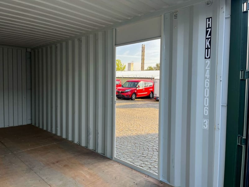 Contenedor de almacenamiento 20' IICL 6 con puerta de entrada – RAL 6007 detalle 8