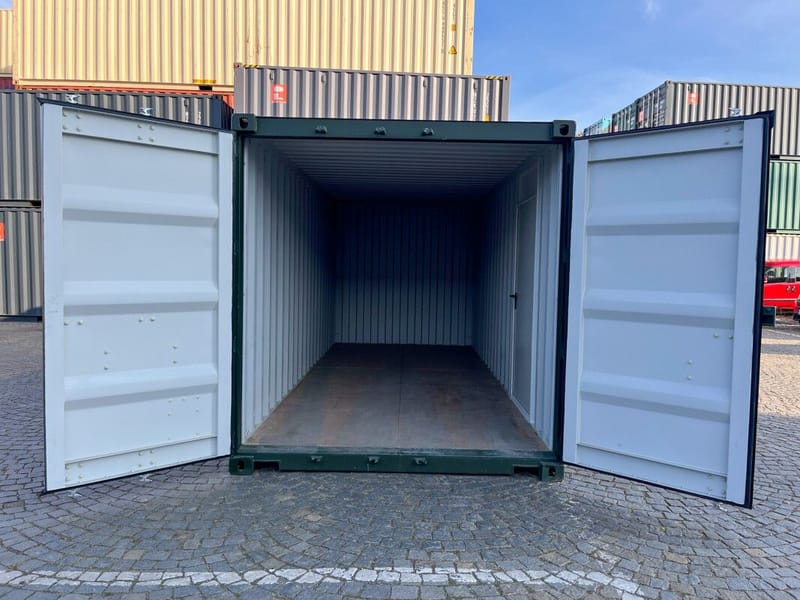 Contenedor de almacenamiento 20' IICL 6 con puerta de entrada – RAL 6007 detalle 10