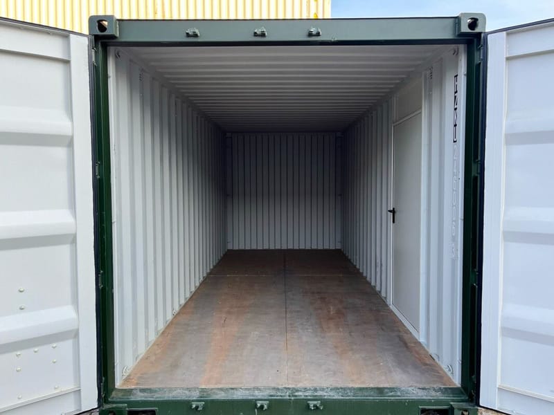 Contenedor de almacenamiento 20' IICL 6 con puerta de entrada – RAL 6007 detalle 11