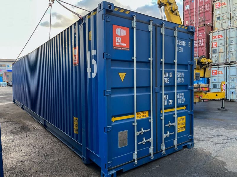 Contenedor marítimo 45' High Cube Pallet Wide – RAL 5010 detalle 2