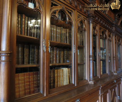 تفصيل مكتبات خشبية بالرياض | تصاميم حسب المساحة
