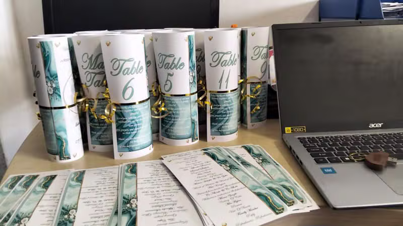 Rolled Table Numbers & Event Scrolls