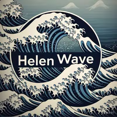 Helen Wave branding artwork with wave illustration