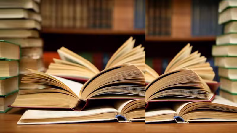 Open books in a library