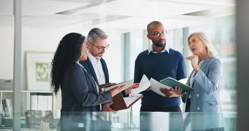 Agency team reviewing brand architecture