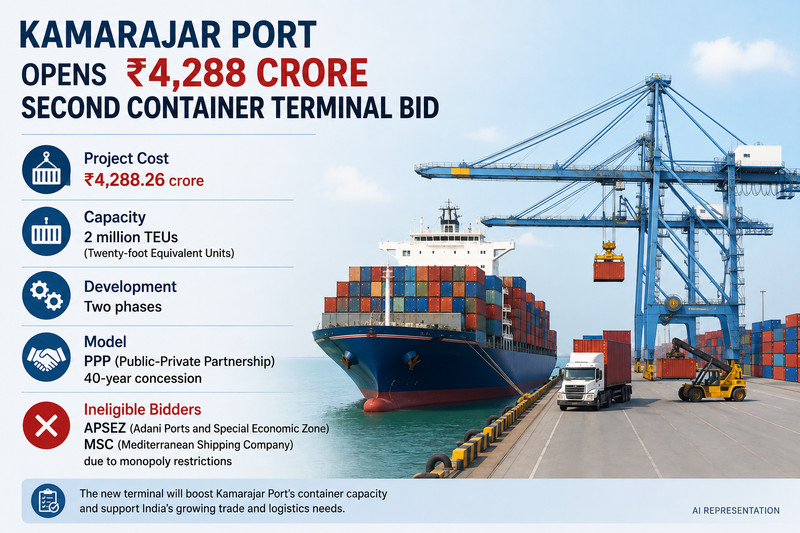 Kamarajar Port Opens ₹4,288 Crore Second Container Terminal Bid