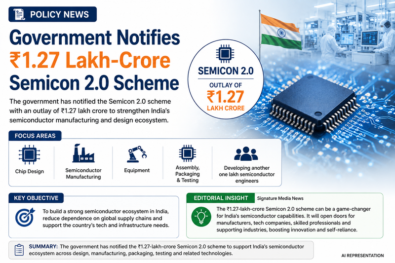 Government Notifies ₹1.27 Lakh-Crore Semicon 2.0 Scheme