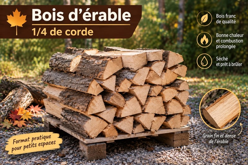 Bois d'érable - 1/4 corde