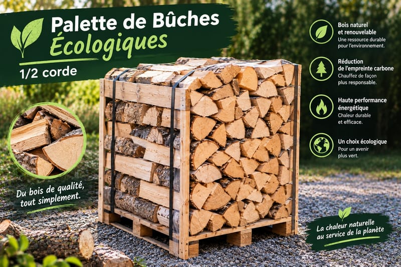 Palette de Bûches Écologiques (1/2 Corde)