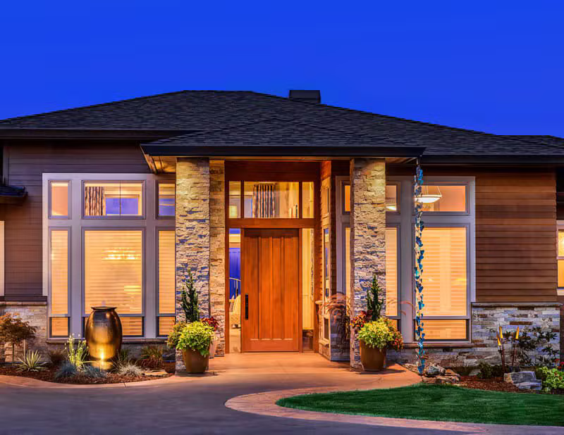 Beautiful house exterior with large windows