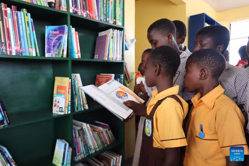 Students reading in a library