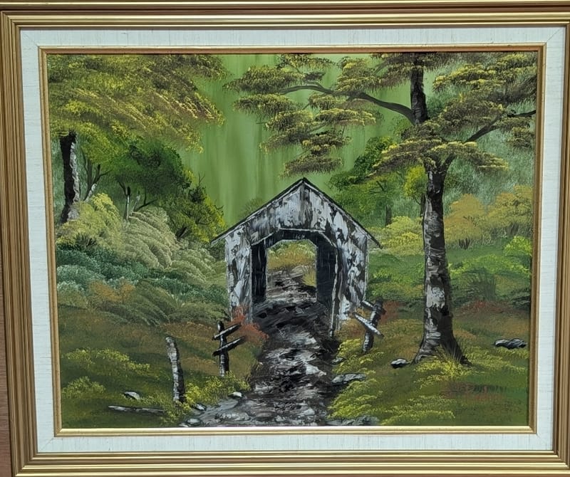 COVERED BRIDGE IN THE WOODS