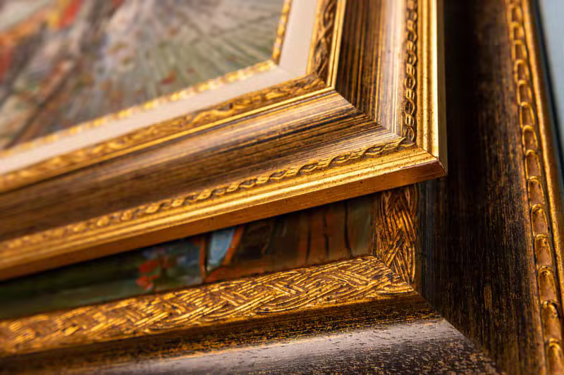 Gallery wall with finished paintings