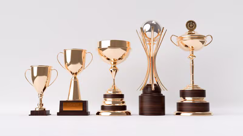 Prestigious golden award trophy
