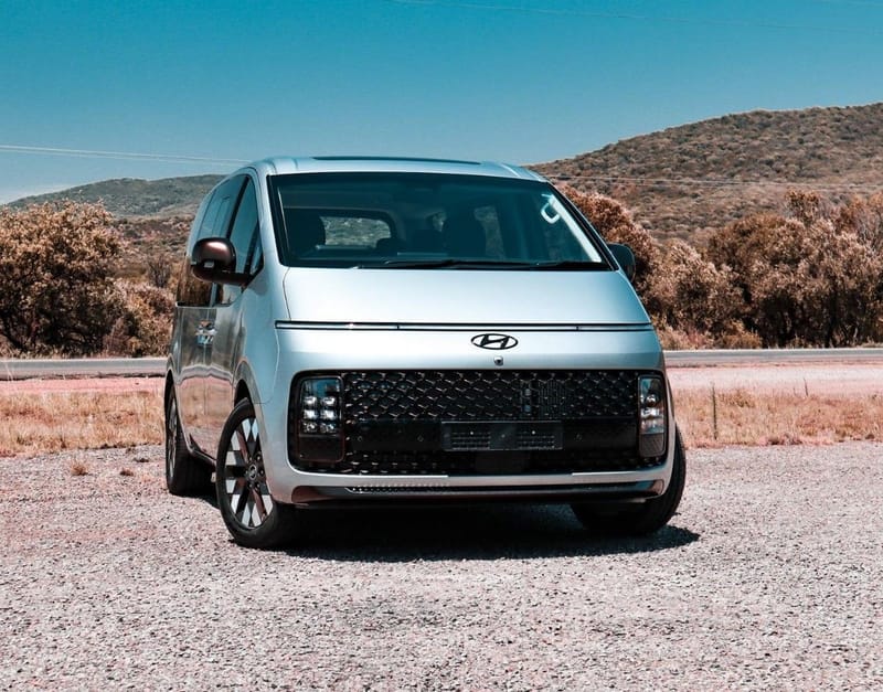Modern comfortable shuttle van ready for airport transfer