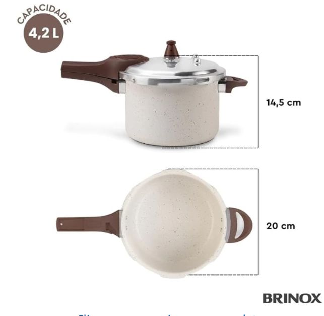 Panela de pressão 4,2L Brinox Ceramic Life Vanilla